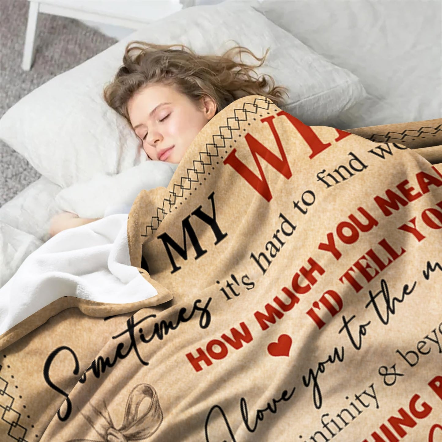 Wife Birthday Gifts from Husband Ideas - Happy Wedding Anniversary Romantic Gifts for Women - I Love You Gift for Her - Romantic Anniversary Birthday Presents for Her - To My Wife Blanket 50"x60"