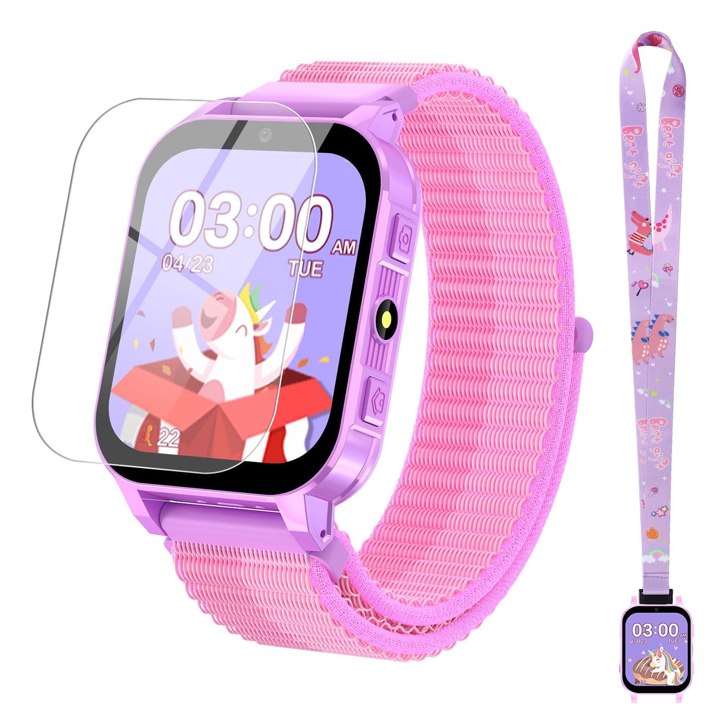 Smart Watch for Kids with 30 Puzzle Games, 140 Educational Learning Cards, Screen Protector, HD Touch Screen, Camera, Music, Pedometer - Perfect for Girls Ages 4-12 as Fun & Educational Birthday Gift
