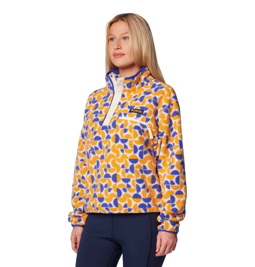 Columbia Women's Helvetia II Printed Cropped Half Snap, Sunstone Retroscape, Large