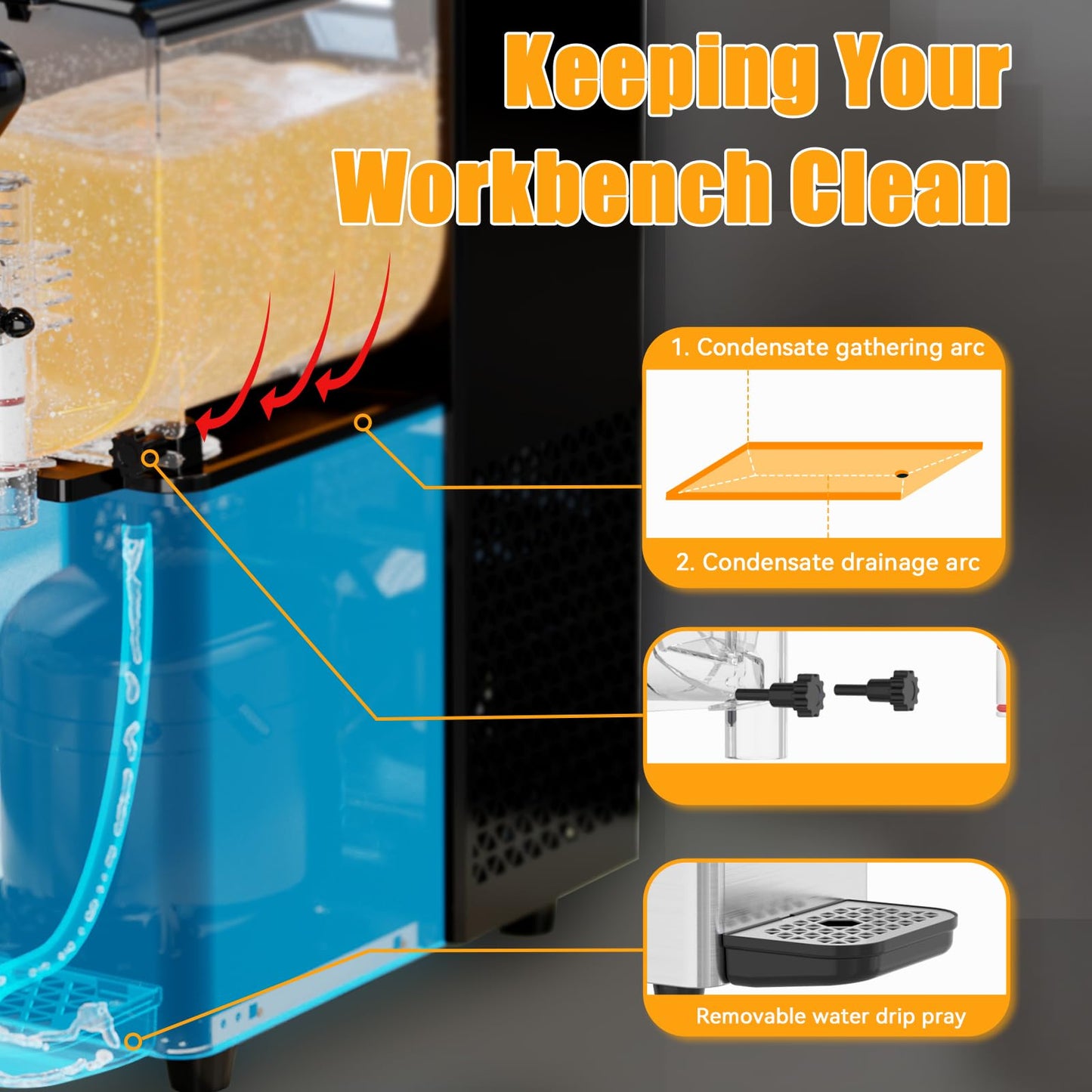 Commercial Slushie Machine, 1.05 Gallons x 3 Tank Frozen Margarita Machine with LED Lights for Business Birthday Party, 580W Slush Machine with Auto Clean for Margaritas Frozen Cocktails