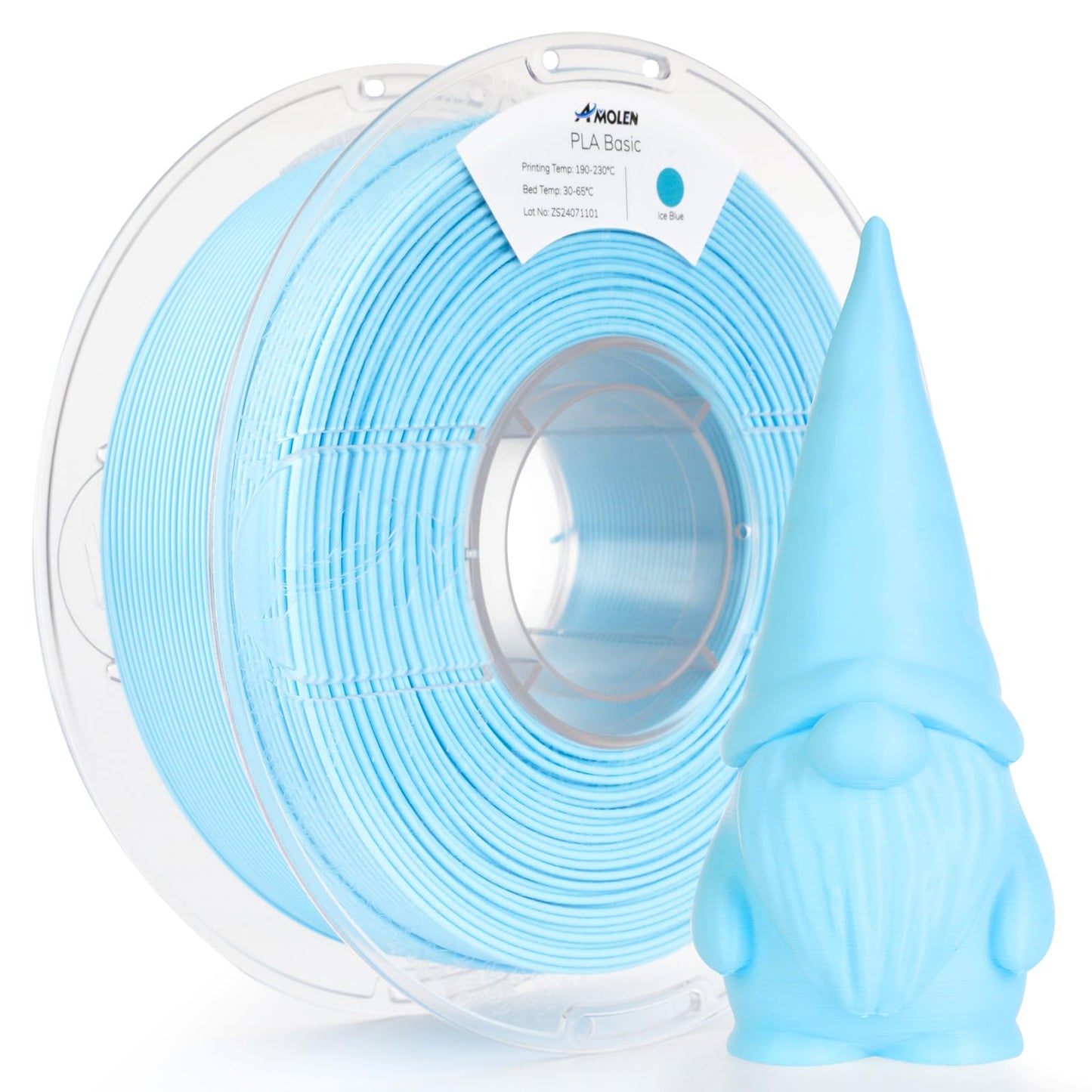 AMOLEN 3D Printer Filament PLA, True High Speed 600mm/s 1.75mm PLA Filament Ice Blue PLA, 1KG/2.2lb, Dimensional Accuracy +/- 0.
