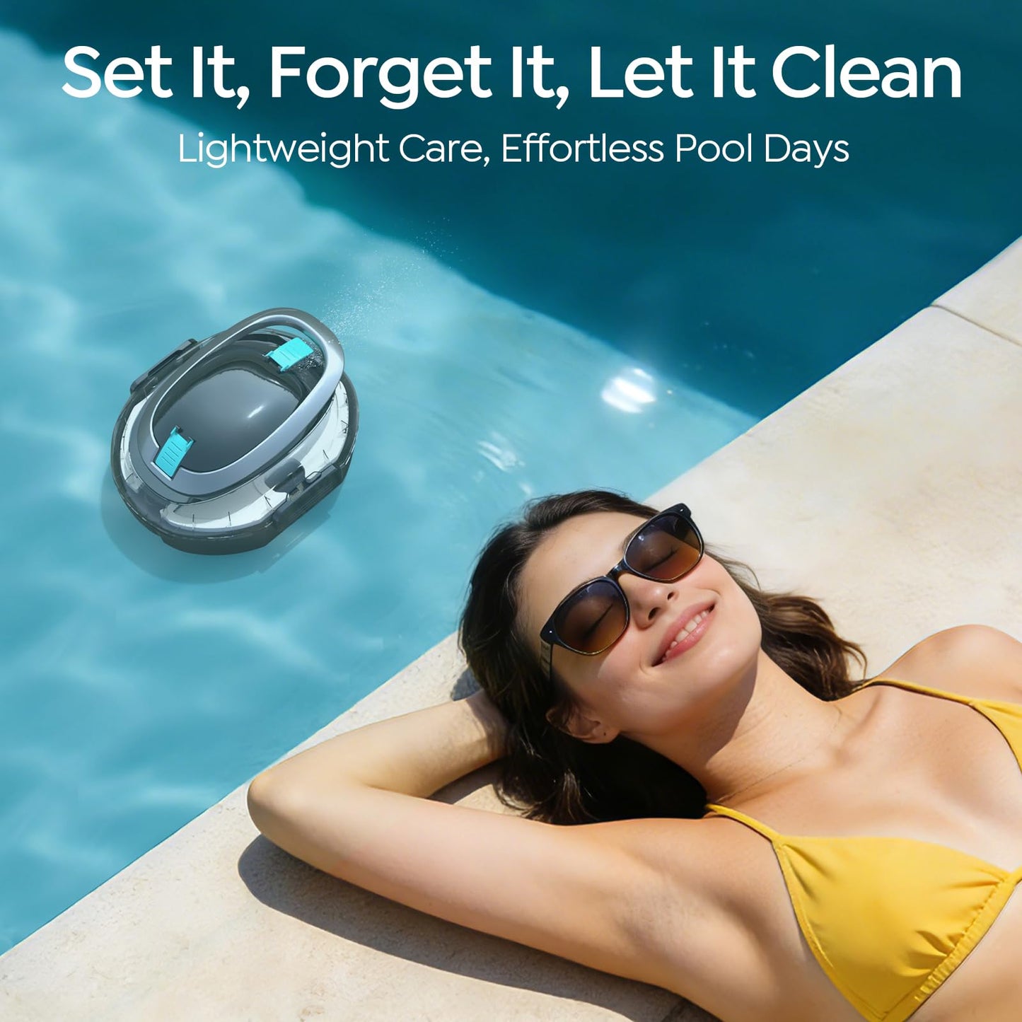 S2 Cordless Robotic Pool Cleaner for Above Ground Pools, Cordless Pool Vacuum, Dual-Layer Filtration, 90-Min Cleaning Cycle, Small-Medium Pool Coverage, Self-Parking (Transparent Black)