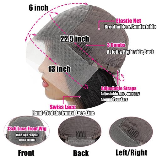 JIELIFA 13x6 Lace Front Wigs Human Hair Pre Plucked 180% Density 24 Inch HD Body Wave Lace Front Wigs Human Hair Lace Frontal Wigs wigs for Women Glueless Wigs Pre Plucked Black wig
