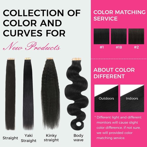 Lashey Tape in Hair Extensions Real Human Hair 100g/pack 40pcs Natural Black Straight Tape in Hair Extensions 18 Inch Invisible Double-Side Tape Ins