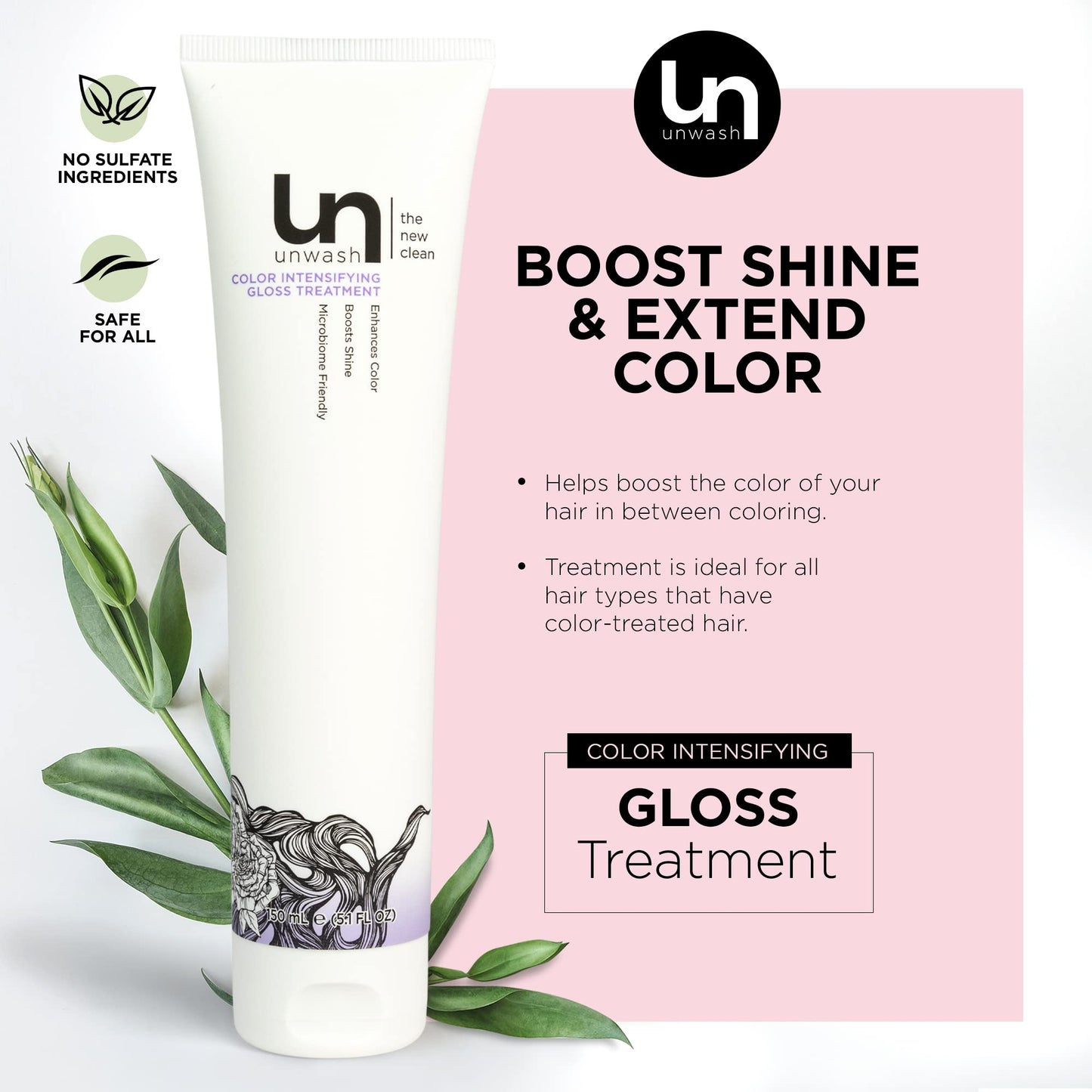 Unwash Color Intensifying Gloss Treatment - Color-Protecting, Salon-Quality Hair Treatment, Enhances Shine & Increases Vibrancy,