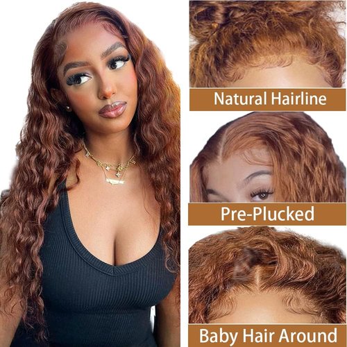 Luxvogue Chocolate Curly Human Hair Wig Lace Frontal Closure Jerry Curly Human Hair Wig Pre Plucked Pre Cut Lace Frontal Closure Glueless Wigs Elastic Band 200% Density