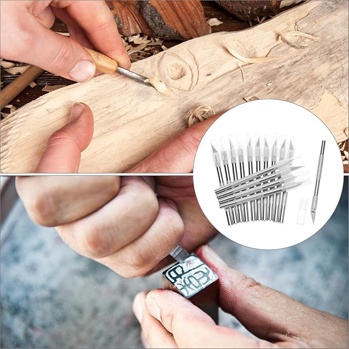 QWORK 15 Pack Hobby Knife, Precision Craft Knife with Safety Caps for Cutting, Engraving, Trimming