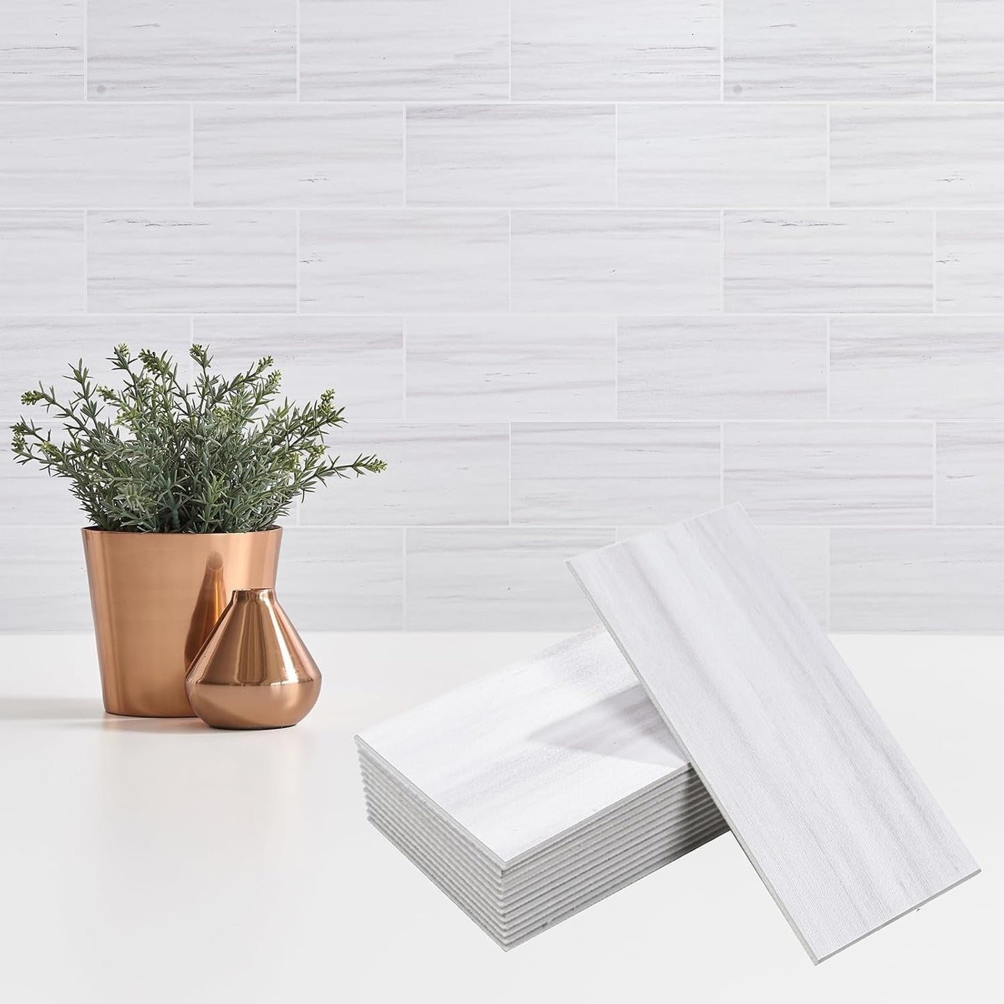 4 Pieces Peel and Stick Backsplash for Kitchen, 3" x 6" PVC Subway Tile 2025 Upgraded Dolomite Star Gray Backsplash Stick on Tile Elevate Kitchen Fireplace RV