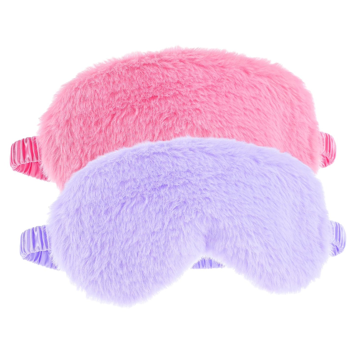 2 Pcs Plush Eye Mask Soft Sleeping Blindfold Eye Cover Comfortable Furry Faux Fur Sleeping Mask Satin Nap Night Eyeshade Cover for Women Men Gift (Rose, Violet)
