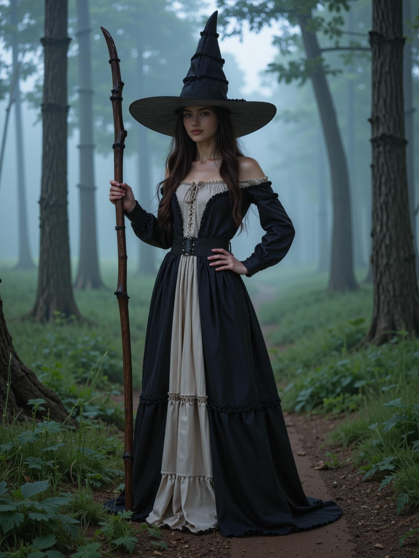 HOMELEX Wicked Women Black Witch Hat Adult Halloween Cosplay Wizard Costume Accessories