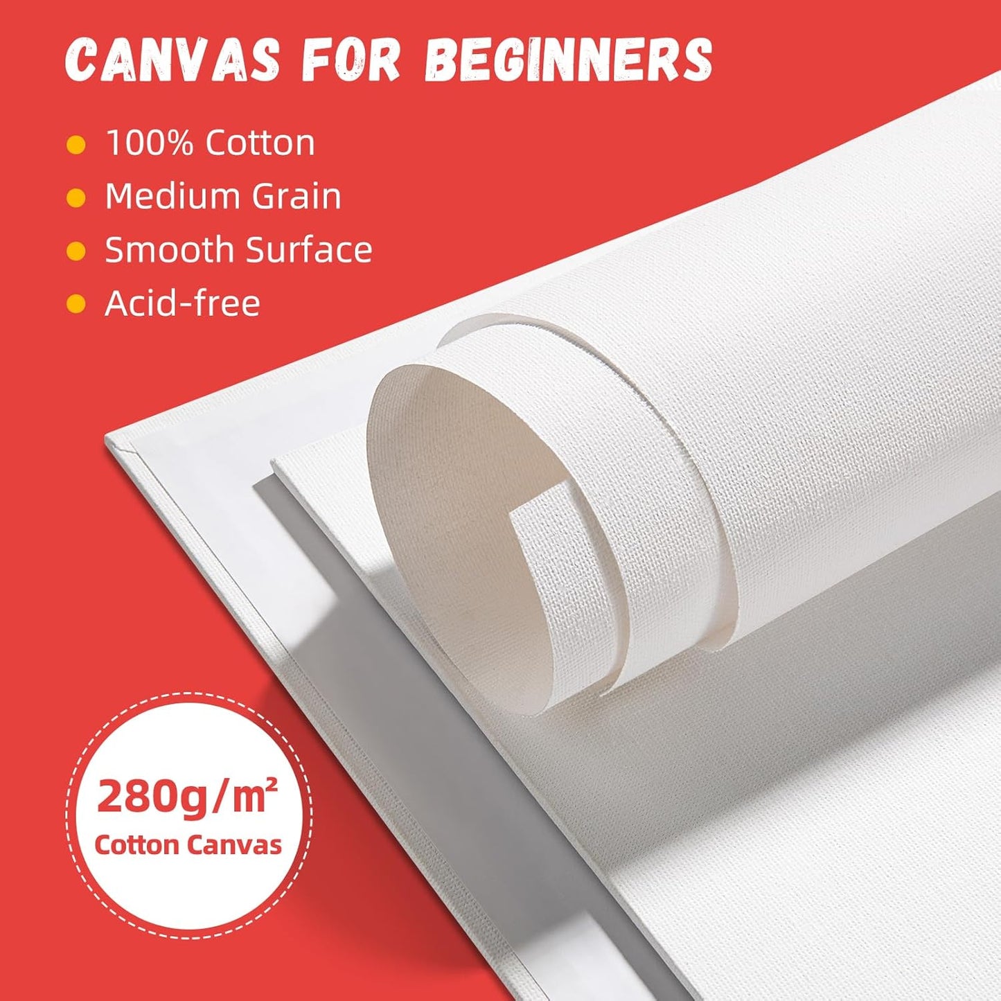 Simetufy 12 Pack 5x7 Inch Small Flat Canvas Boards for Painting, Gesso Primed Acid-Free 100% Cotton Blank Canvas Panels for Kids, Non Toxic