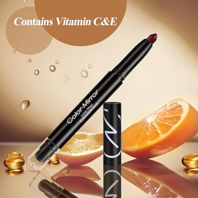 Longwear Cream Eye Shadow Sticks(70 Red Rose Matte),Smudge-Proof, Waterproof Eyeshadow,Silky Formula Glitter With Makeup Brush,Red Eyeshadow Stick