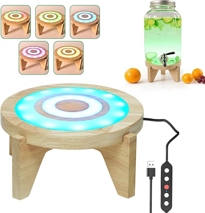 LED Drink Dispenser Stand, Beverage Dispenser Holder with16 Lighting Effects for Home, Parties, and Catering Events, Holde...