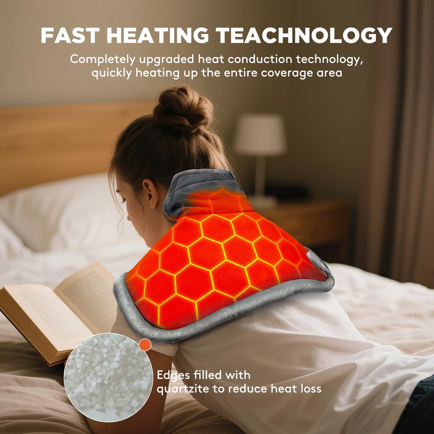 Tovve Heating Pad for Neck, Large Wearable Relax Muscles for Back Shoulders, Birthday Gifts for Women Men Mom Dad Elderly, 3 Heat Settings/2-Hour Safe Auto-Off, 23"×17" Ergonomic Fit Design-Gray