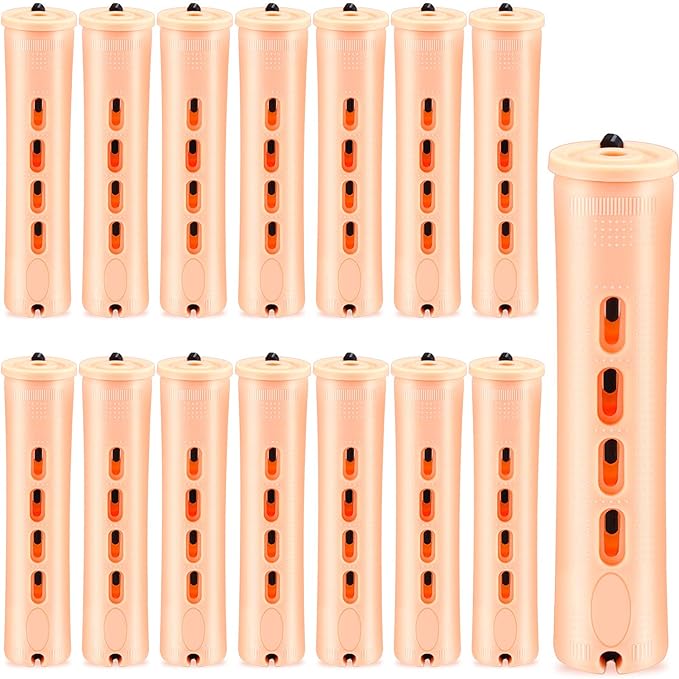WILLBOND 60 Pcs Perm Rods for Long Hair Plastic Curl Rods Cold Wave Irons Curling Roller for Hair Styling Hairdressing Tools(0.78 Inch,Light Yellow)