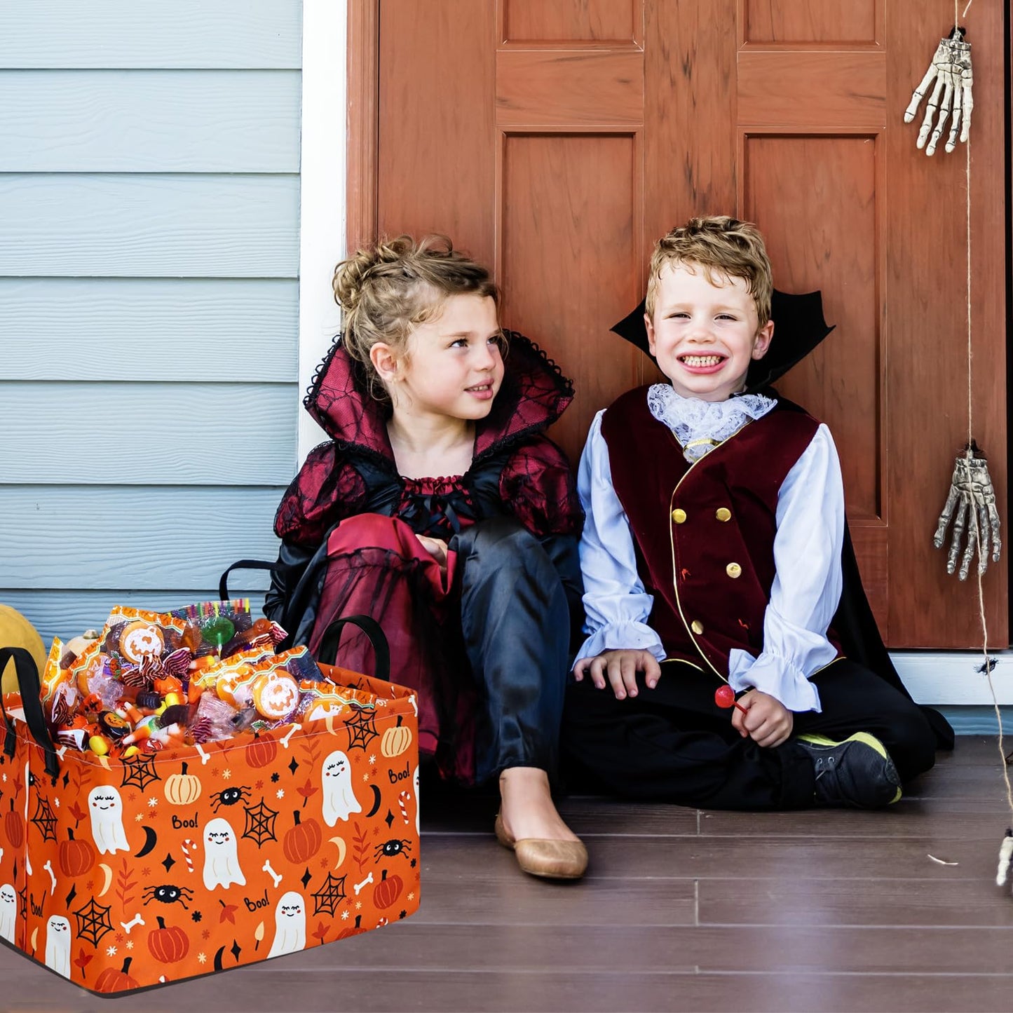 DUYIY Pumpkin Ghost Halloween Rectangle Kids Gift Storage Basket Shelf Storage Basket Organizer Box Clothes Laundry Hamper Toys Nursery Basket Baby Laundry Basket with Handles