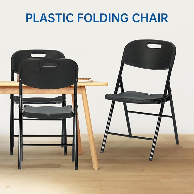 Winlice 80 Pack Thicker 800 LBS Black Folding Chairs, Commercial Grade Folding Chair, Foldable Chairs for Events