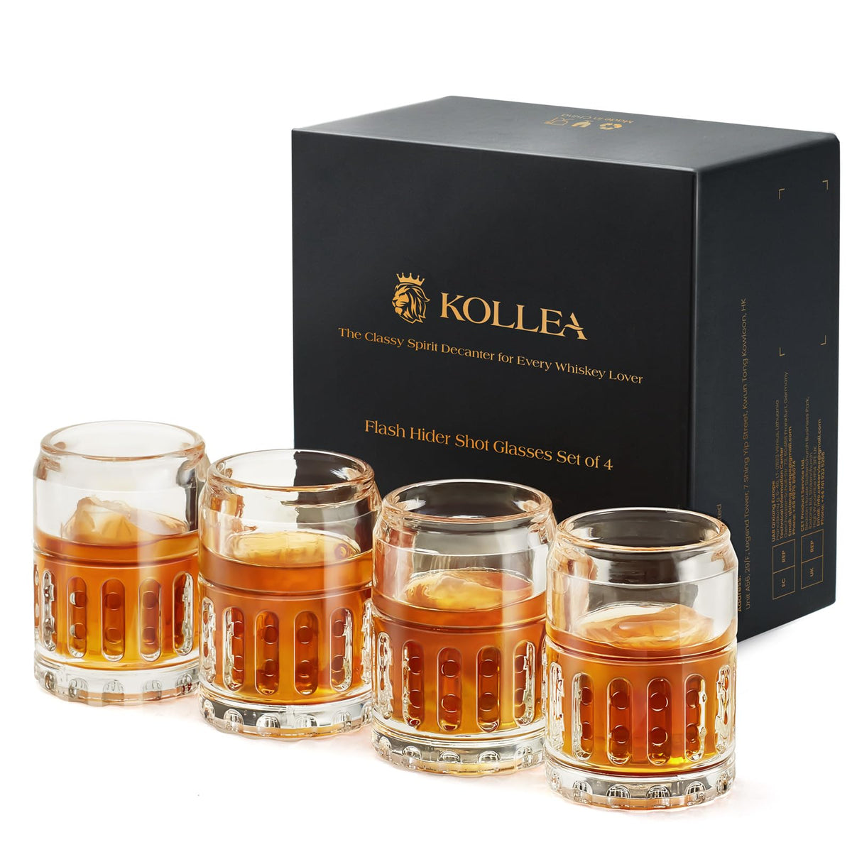 Kollea Father’s Day Shot Glasses, Flash Hider Shaped Clear Shot Glasses Set of 4 with Heavy Base, Shot Cups for Whiskey, Tequila, 21st Birthday Gifts for Men Dad, Military Fan, Men Cave Decor, 1.35 Oz