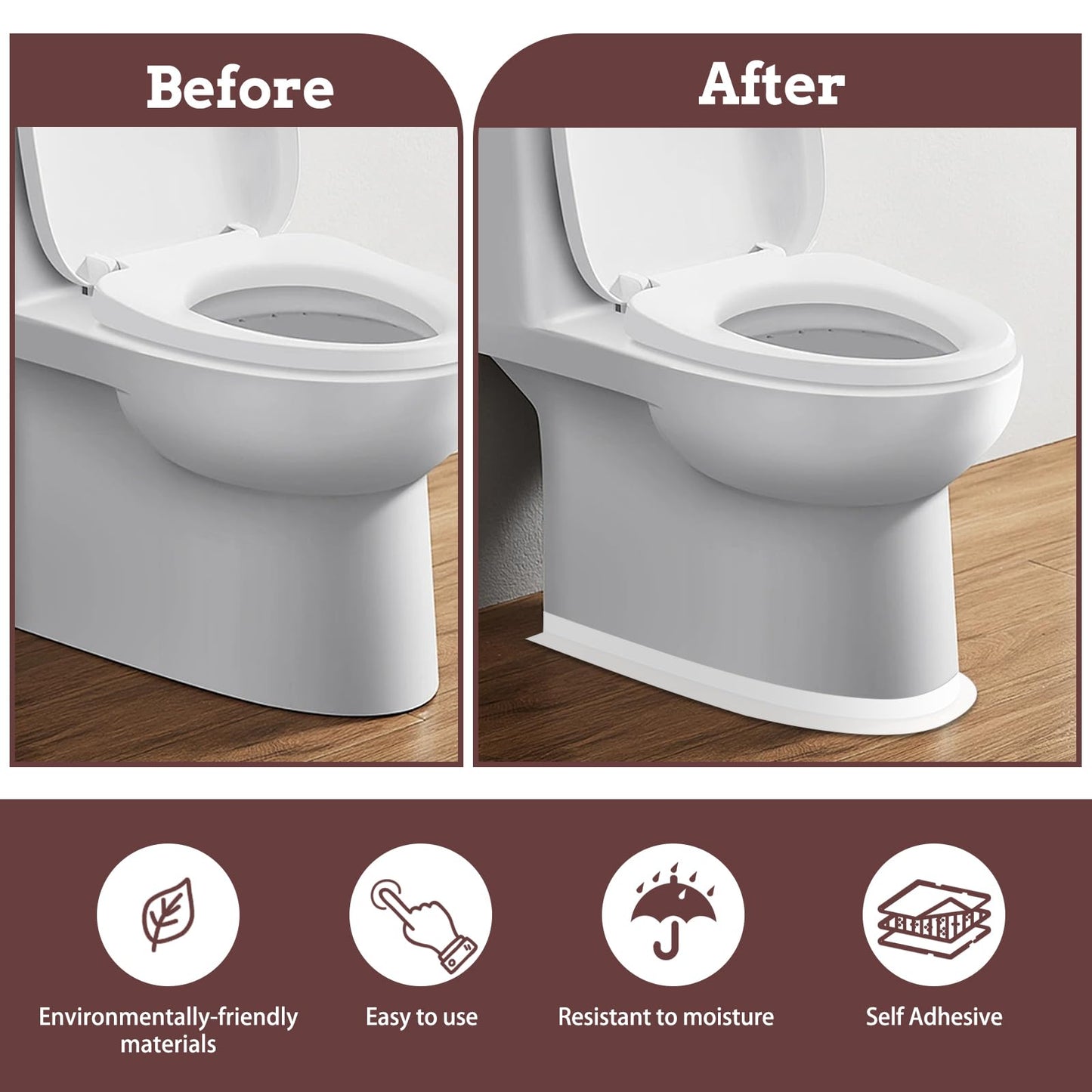 Mokani Caulk Tape Waterproof Self Adhesive, 2 Rolls White Caulking Sealant Strip for Kitchen, Countertop, Bathroom, Sink, Bathtub, Toilet, Floor Wall Edge Protector with Sealing Tool (1.5" x 10.5Ft)