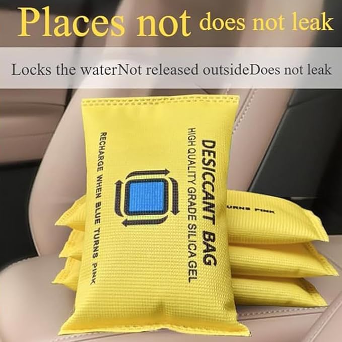 Car Moisture Absorber Bags, with Powerful Moisture Absorption, 100g, Reusable Dehumidifier Bags, Humidity Control, Reusable and Eco-Friendly Design, for Wardrobes, Basements, Spaces, Closet