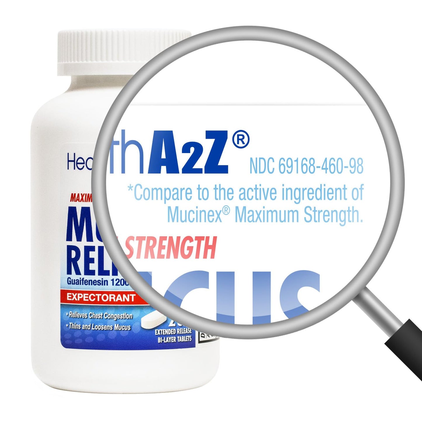 HealthA2Z® Mucus Relief | Guaifenesin 1200 mg | 12 Hour | Expectorant | Relieves Chest Congestion | Thins and Loosens Mucus (200 Tablets) (Pack of 2)