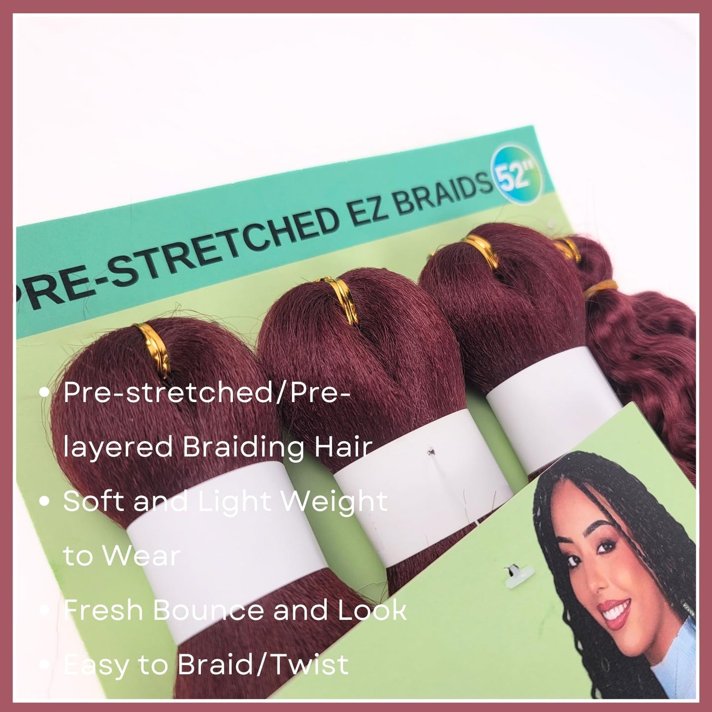 Burgundy Braiding Hair Pre Stretched Knotless Braiding Hair for Boho Braids(6 Packs)