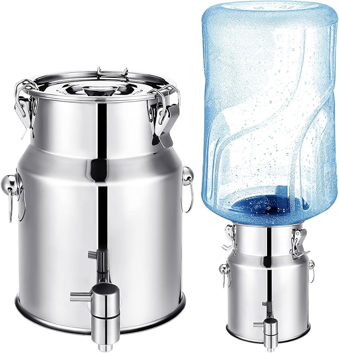 Tioncy Stainless Steel Water Dispenser 1.3 gallon Countertop Drink Dispenser with Spigot and Airtight Lid for Up To 5 Gall...