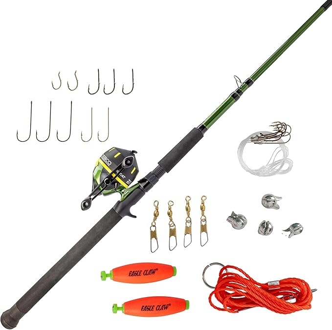 Zebco 606 Big Cat Spincast Reel and Fishing Rod Combo, 7-Foot 2-Piece Telescopic Rod, Medium-Heavy Power, Moderate-Fast Ac...