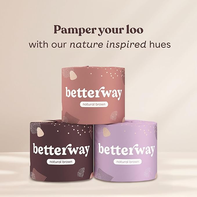Betterway Unbleached Bamboo Toilet Paper Rolls - Eco-Friendly 3 Ply Toilet Tissue - 36 Long-Lasting Rolls - 360 Sheets/Roll - Organic, FSC Certified, Septic Safe TP - Lint-Free, PFAS-Free Bath Tissue