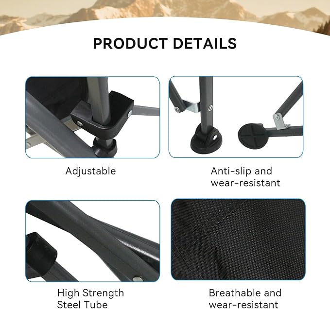 SEREVIGPUL Portable Camping Chairs- Lightweight,Back with Side Pockets & Cup Holder,Large Foldable Camping Chair for Tailgating, Firepits,Fishing, Hiking, Travel, Picnic, Beach Patio, & More