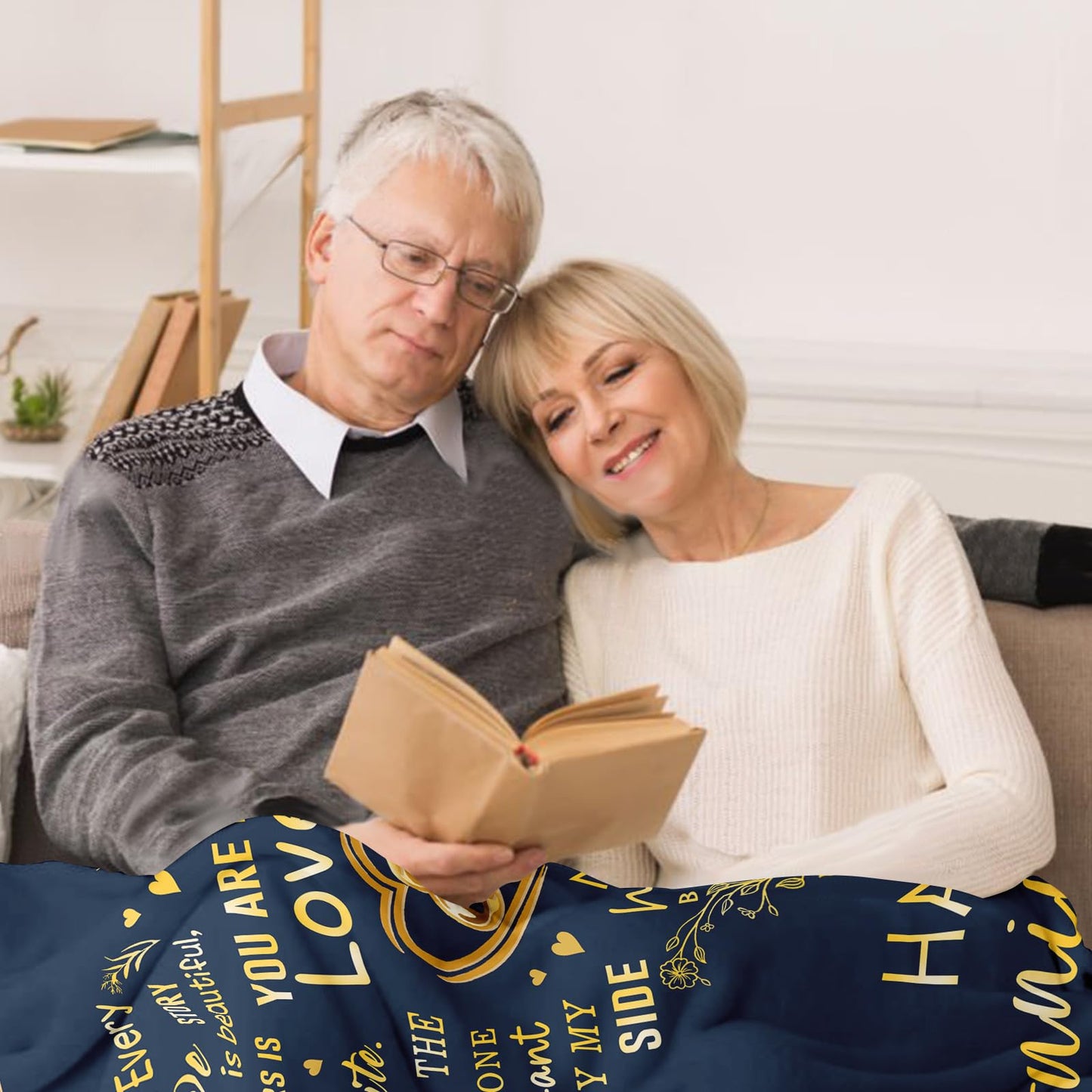 Mosslink Anniversary Blanket Gifts for Men Women 60"x50", Cool Happy Anniversary Wedding/Marriage Gifts for Him Her Husband Wife Parents Couple Boyfriend Girlfriend
