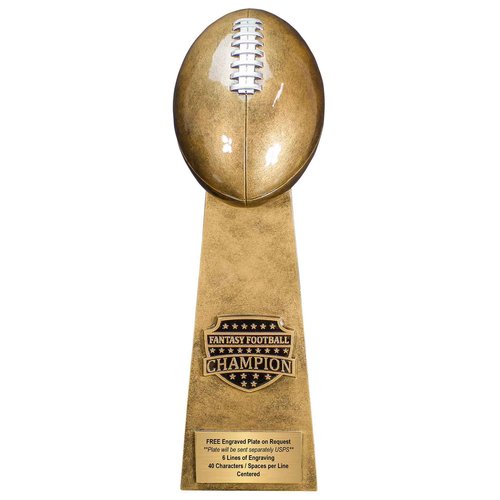 Decade Awards Fantasy Football Champion Trophy - 16 Inch Tall - FFL Champion Gold Tower Award - Engraved Plate On Request (Gold, 16)