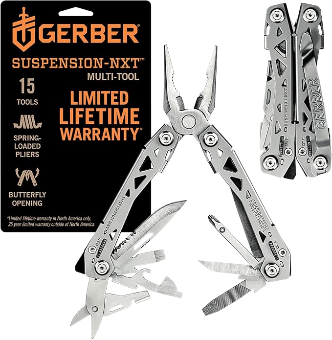 Gerber Gear Suspension-NXT 15-in-1 EDC Multi tool with Pocket Knife, Needle Nose Pliers and Wire Stripper Tools, Gifts for...