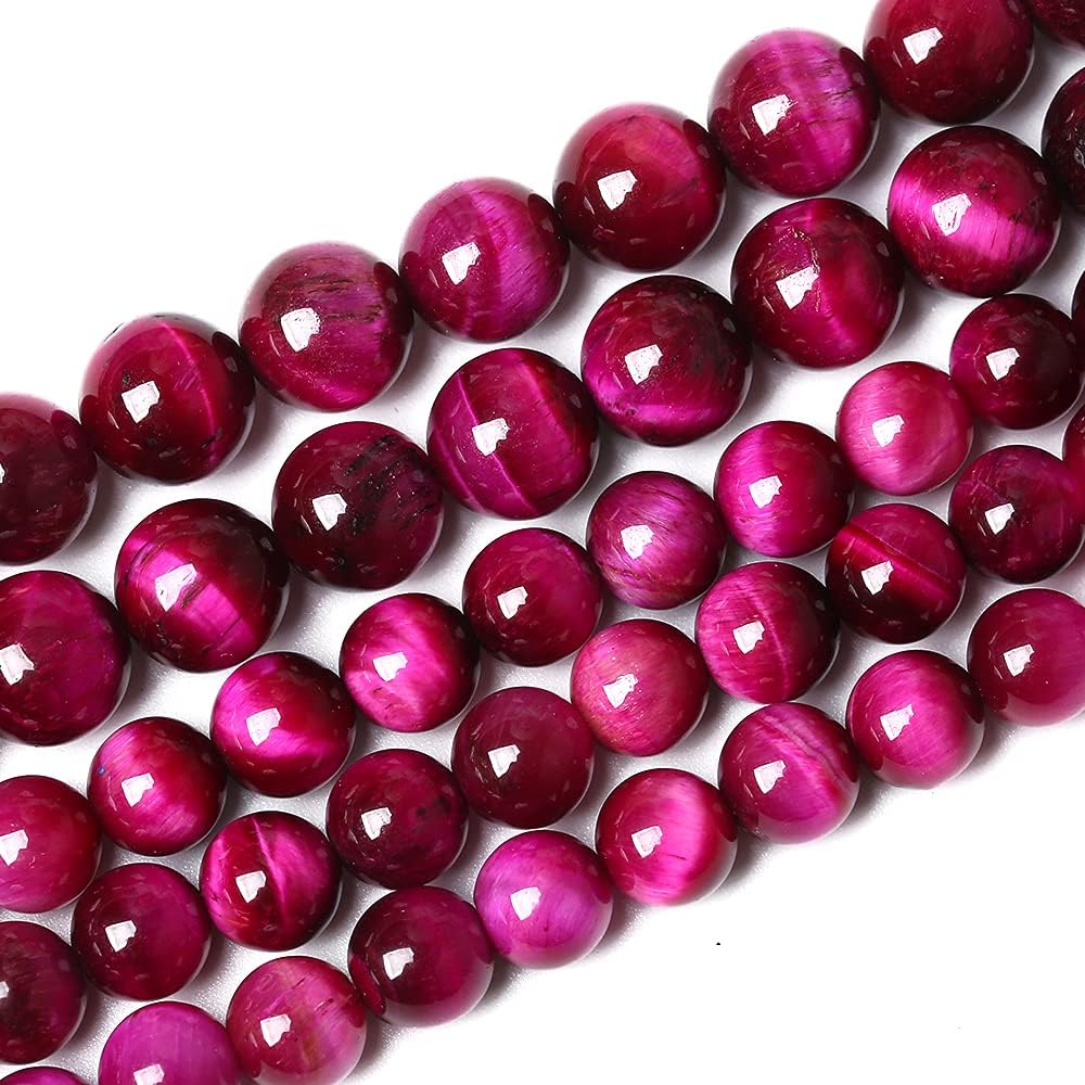 AAA Natural Rose Red Tiger Eye Agate Stone Round Loose Beads for Jewelry Making Semi-Precious Beads DIY Bracelet Necklace 4mm 90pcs(Rose Red Tiger Eye Stone, 4mm)