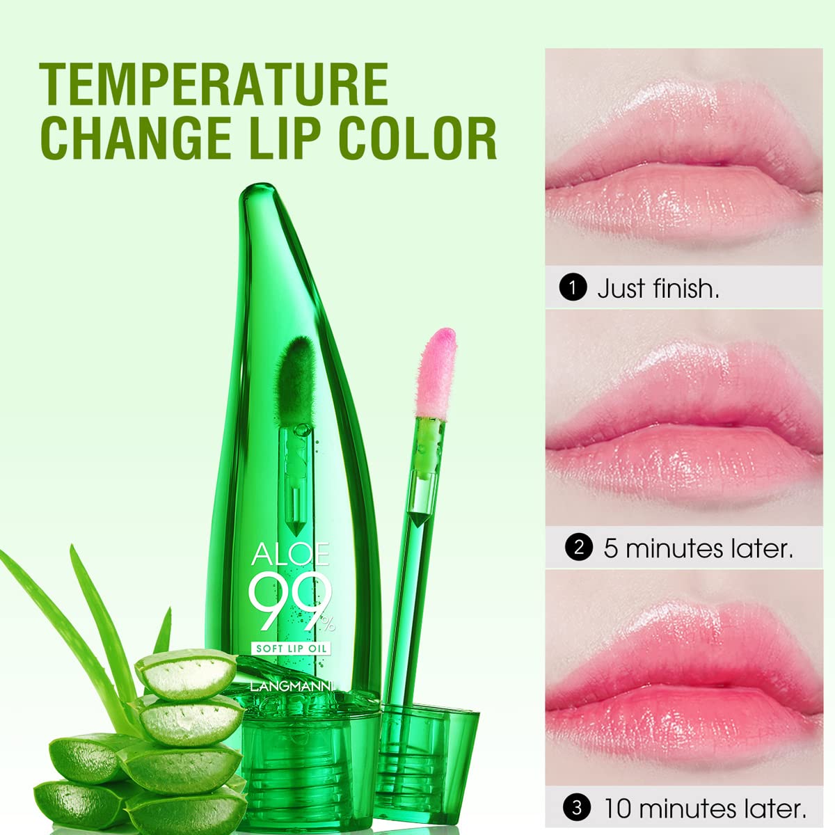 Pakivs 3 Pcs Aloe Vera Lip Gloss Set,Magic Temperature Color Change Lip Gloss Moisturizing Long Lasting Lip Stain Liquid Lipstic