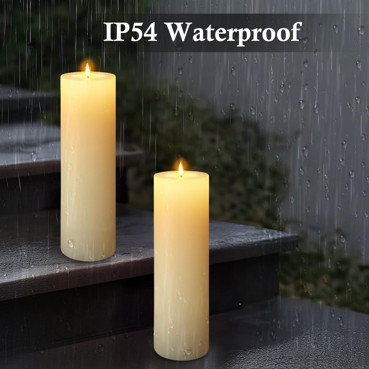 14" x 4" Large Outdoor Candles, Waterproof Flickering LED Flameless Candles with Timer, Battery Operated Candles with Remote Control Realistic Fake Pillar for Patio Porch Lanterns, Ivory 1 Pack