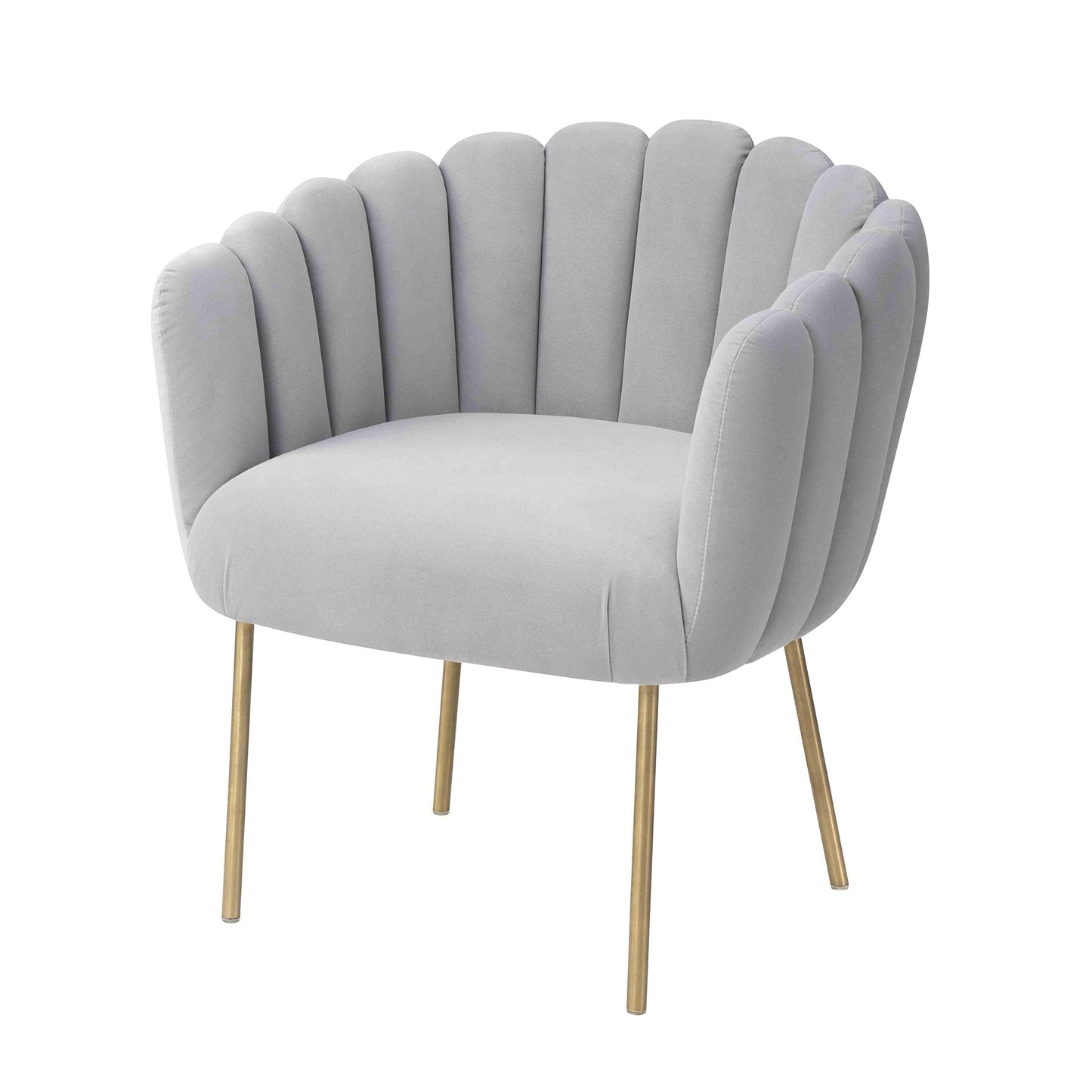 MEXIYA Doloris Modern Light Grey Easy Clean Velvet Upholstered Feather Side Chair with Brushed Gold Leg