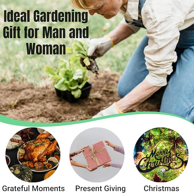 Garden Tool Set, 6PCS Heavy Duty Stainless Steel Gardening Hand Tools with Ropes, Includes Hand Cultivator Shovel Trowel Transplanter 2-in-1 Hoe Pruner Ideal Gardening Gifts for Women Men (Gift Box)