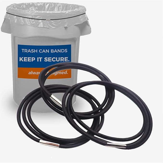 Trash Can Bands Set of 3, Fits 32 to 55 Gallon Cans, Hongmed Large Elastic Rubber Bands for Kitchen/Office/Garage, Secure Garbage Bags Black.