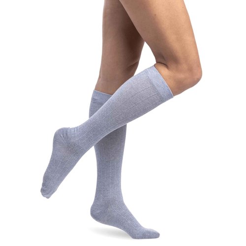 Sigvaris Women's Style Linen Compression Socks 20-30mmHg - Hypoallergenic, Lightweight, Breathable & Sustainable - Small Short - Denim