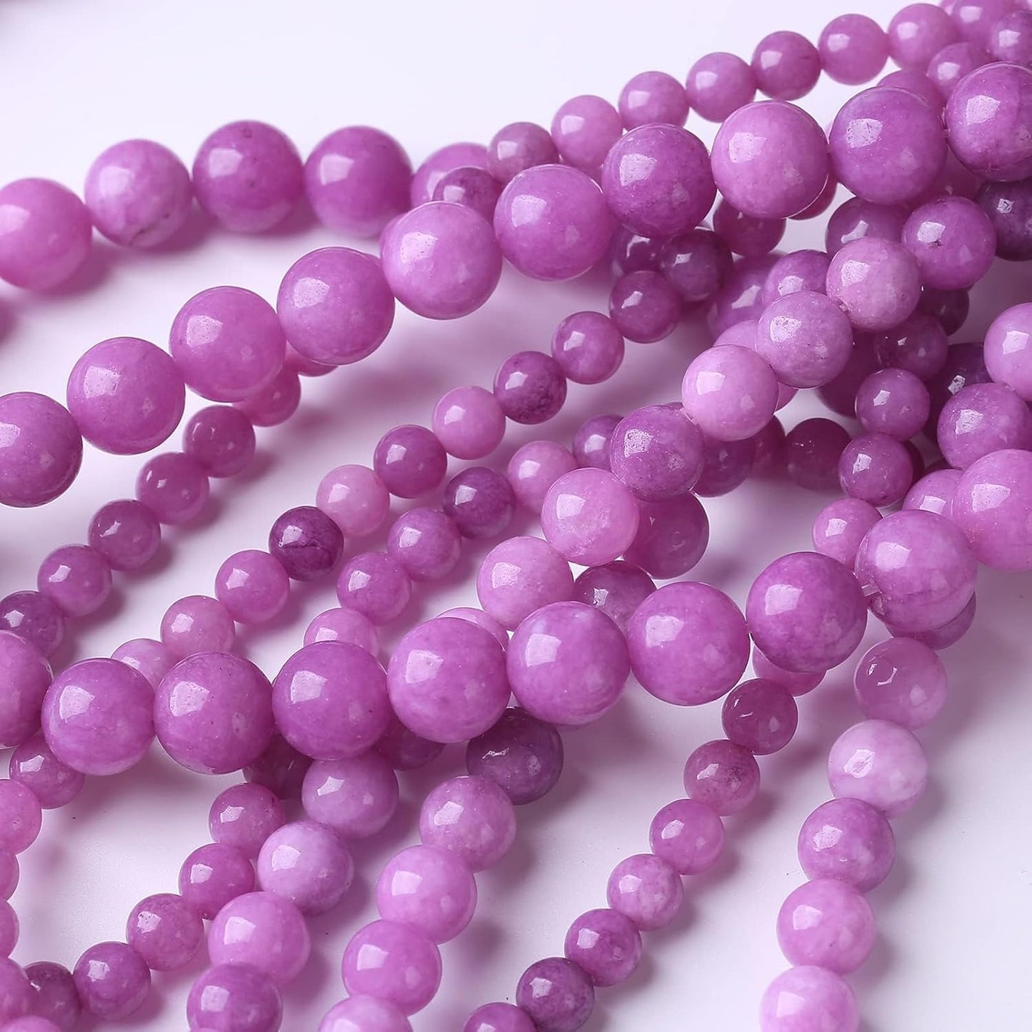 90PCS 4MM Natural Purple Jade Beads Round Loose Stone Beads for Jewelry Making DIY Energy Stone Healing Power Bracelet 15"