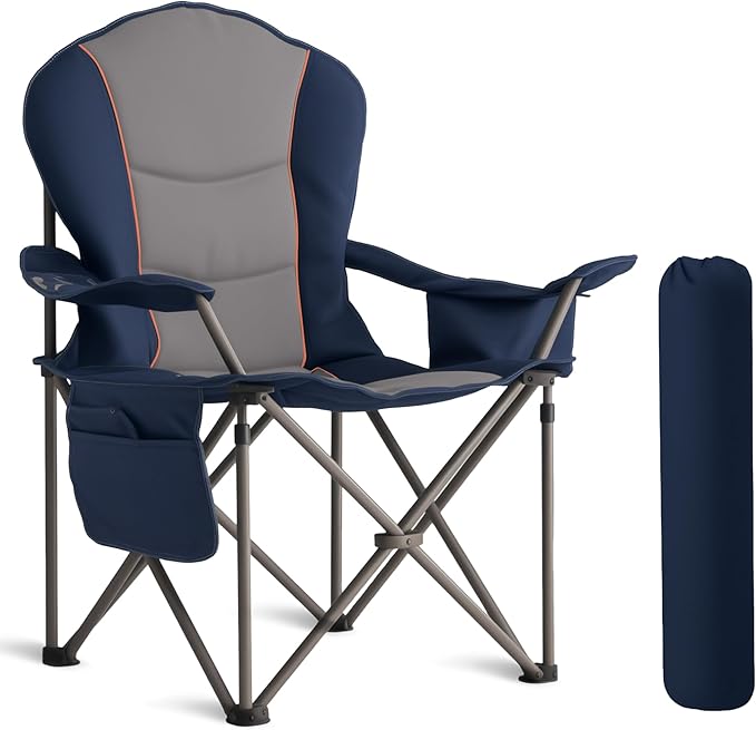 Foristrail Oversized Camping Chair Heavy Duty- Portable Folding Chair, Cup Holder & Waterproof Phone Case for Adults, Beac...