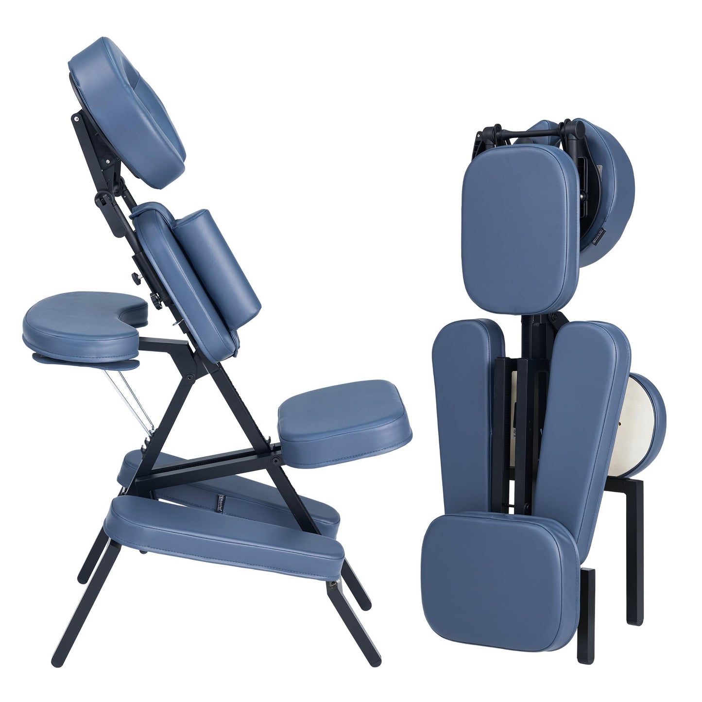 Master Massage Professional Lightweight Portable Massage Chair with Adjustable Aluminum Frame & Wheeled Carry Case – Folding Spa, Salon & Tattoo Chair – Blue