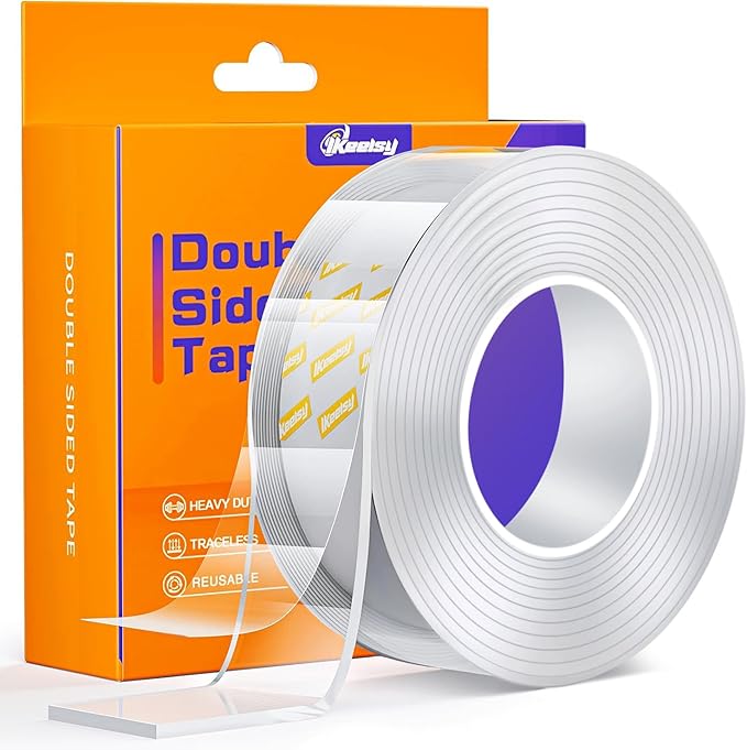 Upgraded Double Sided Tape Heavy Duty,Extra Large Nano Double Sided Adhesive Mounting Tape,Clear & Tough Sticky Poster Wall Tape ,1.18 x 120 In,Multipurpose Tape Picture Hanging Strips for Home Office