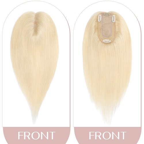 SEGO Pro Hair Toppers for Women Real Human Hair with No Bangs Toppers Hairpieces for Women Increase Volume 613 Light Gold,10 Inch