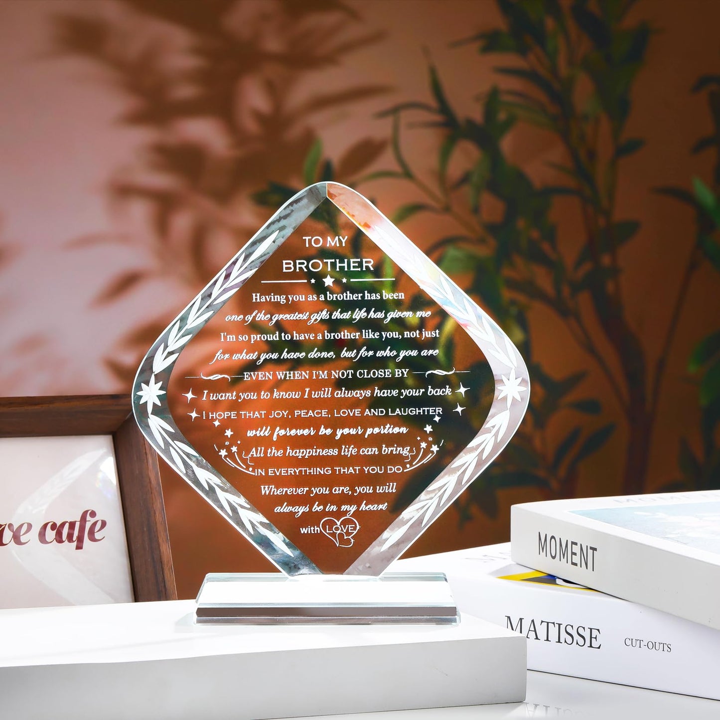 Gifts for Brother Meaningful Brother Birthday Gifts from Sister Brother Laser Engraved Crystal Keepsake for Best Fathers Day Christmas Graduation Gift for Brother Adult