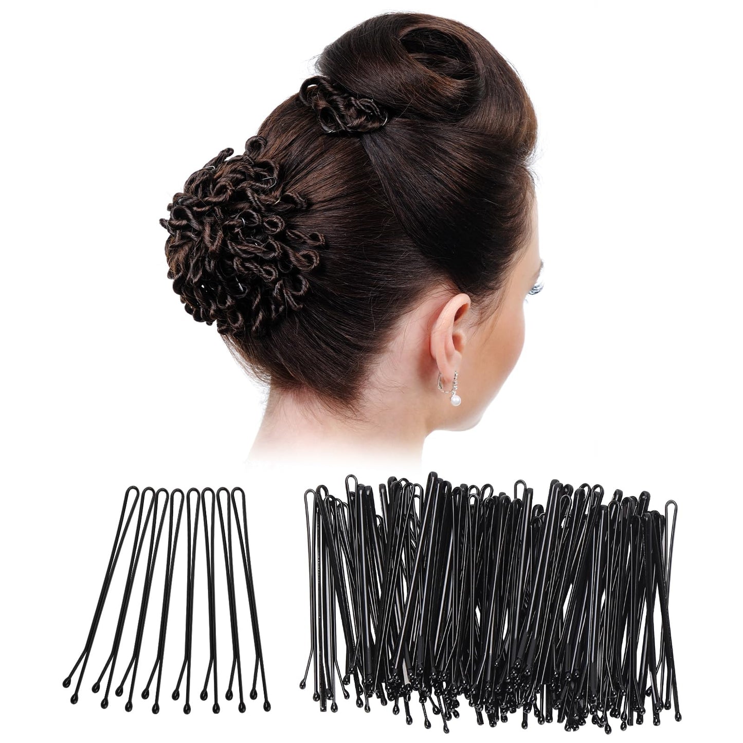 300 Pcs Hair Bobby Pins 2 Inch Black Hairpins for Women Lady Girls Kids, Invisible Hairgrip Barrette Hair Clip Bulk Hair Accesso