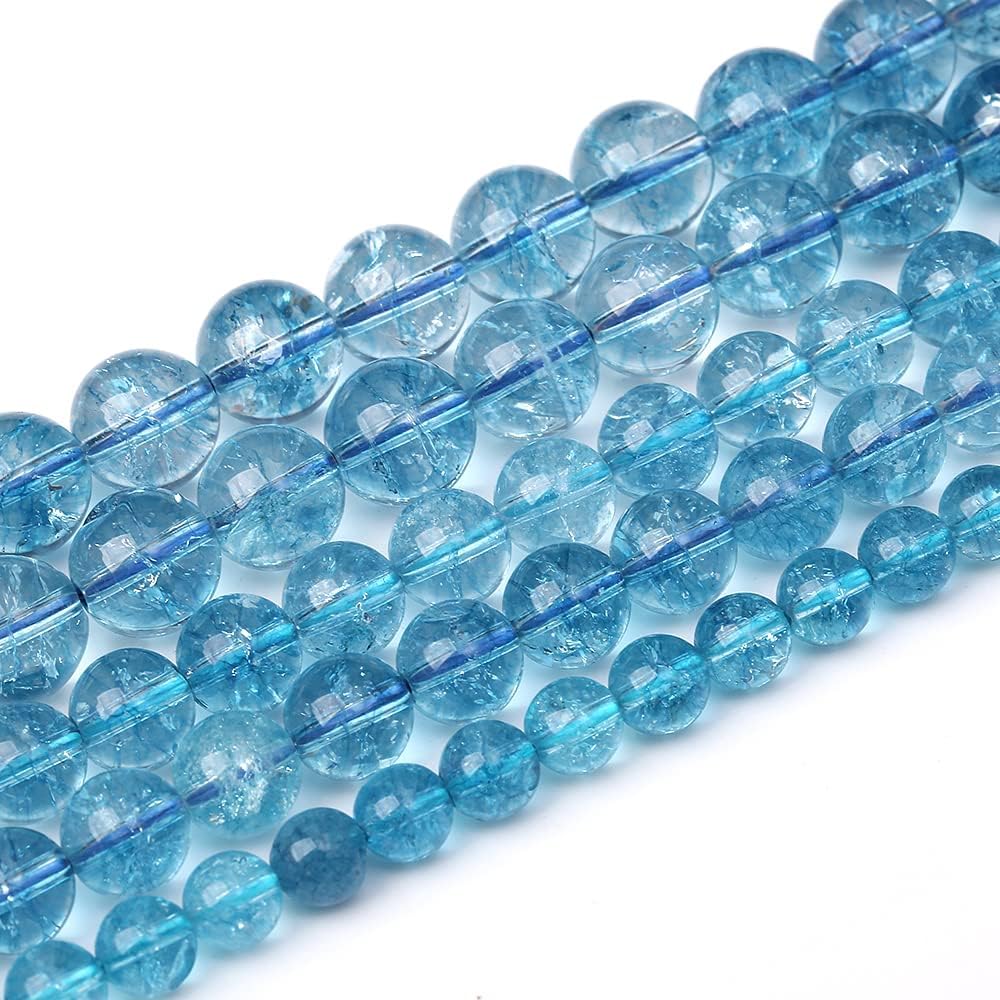 32pcs 12mm Blue Topaz Crystal Quartz Natural Stone Round Loose Beads for Jewelry Making DIY Bracelet Necklace Earrings 15"