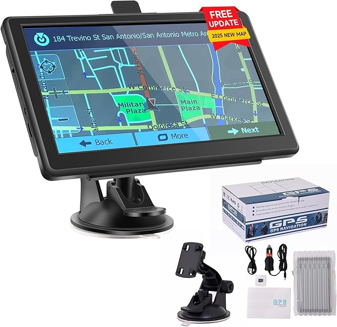 GPS Navigator for Car Truck RV, Truck GPS with 7'' Touchscreen, Free Lifetime Updates, Car Navigation System with Turn-by-...