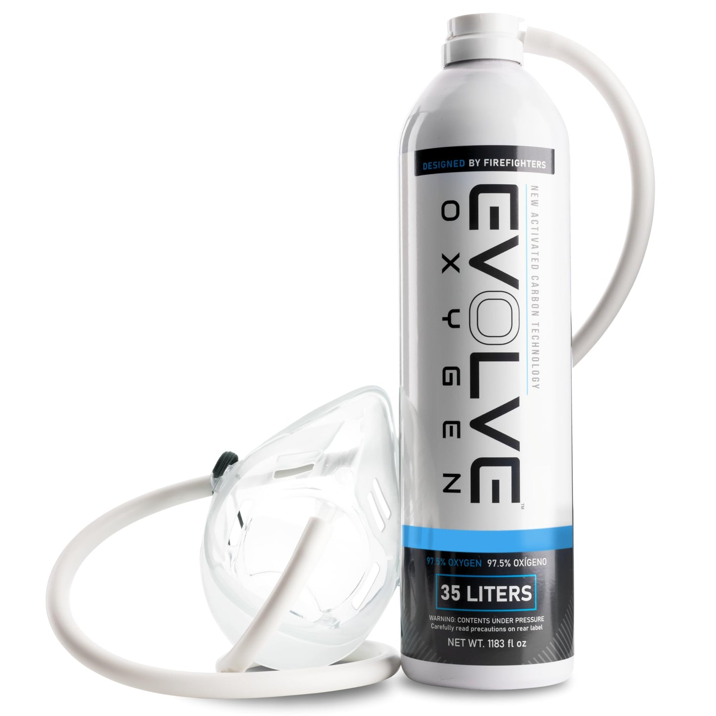 EVOLVE 35-Liter Pure Oxygen Canister with Mask and Tube | Portable Oxygen Can | Ideal for Home Use and Outdoor Activities | Designed by Firefighters | Made in The USA | Pack of 1